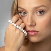 Howlite Women Name Bracelet with Diamonds [Sterling Silver]