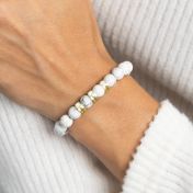 Howlite Women Name Bracelet with 0.20 ct Diamonds [18K Gold Vermeil]