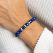 Lapis Lazuli Women Name Bracelet with 0.20 ct Diamonds [18K Gold Vermeil]