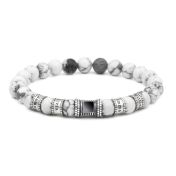 Bracelet Howlite Prénoms avec Nano Bible pour Homme [Argent 925]