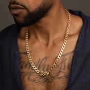 Iced Cuban Link Chain With Cross - 18K Gold Plated