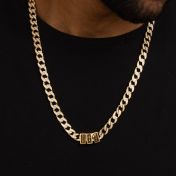 Iced Cuban Link Chain With Cross - 18K Gold Plated