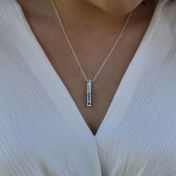 Talisa Bar Birthstone Necklace [Sterling Silver - Hammered]