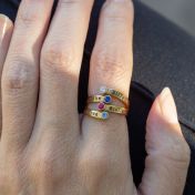 Schwan Geburtsstein-Ring mit Gravur[750er vergoldet]