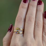 Schwan Geburtsstein-Ring mit Gravur[750er vergoldet]