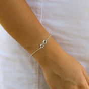 Infinity Name and Birthstone Bracelet (cubic zirconia circle birthstone of your choice)