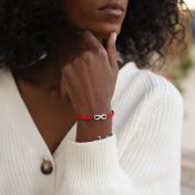 Infinity Name Bracelet - Wide Red String [Sterling Silver]