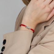 Infinity Name Bracelet - Wide Red String [Sterling Silver]