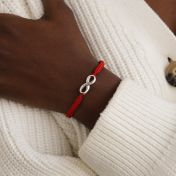 Infinity Name Bracelet - Wide Red String [Sterling Silver]