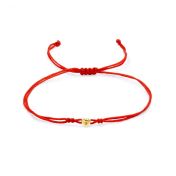 Ties of Heart Initial Bracelet - Red Cord [14 Karat Gold]