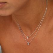 Diamond Initial Necklace [14 Karat White Gold]