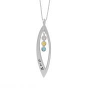 Open Leaf Initial and Birthstone Necklace [Sterling Silver]