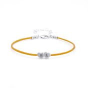 Intertwined Hearts Initials Bracelet - Orange Cord [Sterling Silver]