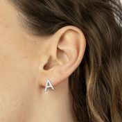 Talisa Initial Earrings with Crystals [Sterling Silver]