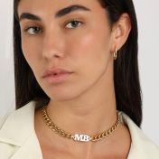 Edina Curb Chain Initials Necklace[18K Gold Plated]