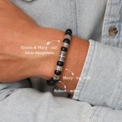 Kreuz Armband aus Onyx mit Gravur - für Herren