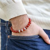 Bracelet Cornaline avec Prénoms pour Homme