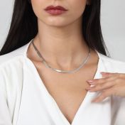 Ties of the Heart and Herringbone Name Necklace Set [Sterling Silver]