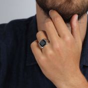 925 Silver Men's Onyx Ring with black onyx stone