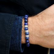 Classic Lapis Lazuli Men Bracelet  - Sterling Silver