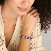 Lapis Lazuli Women Name Bracelet with Diamond [Sterling Silver]