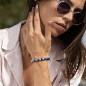 Family Tree Women Name Bracelet With Lapis Lazuli Stones [Sterling Silver]