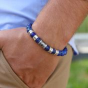 Bracelet Lapis Lazuli Hamsa avec Prénoms pour Homme