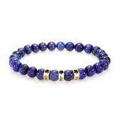 Lapis Lazuli Men Name Bracelet with 0.20 ct Black Diamonds [18K Gold Vermeil]
