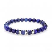 Lapis Lazuli Men Name Bracelet with 0.20 ct Black Diamonds [Sterling Silver]