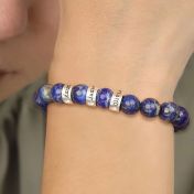 Namensarmband aus Lapislazuli mit Diamanten für Damen [Sterlingsilber]