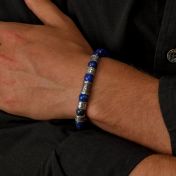 Bracelet Lapis Lazuli Prénom avec Om pour Homme