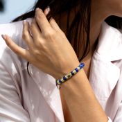 Damen Namensarmband mit Nano Bibel aus Lapislazuli [750er Gold Vermeil]