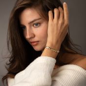 Bracelet à Initiales Mia Tennis Carré avec Diamants [Vermeil 18ct]