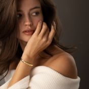 Bracelet à Initiales Mia Tennis Carré avec Diamants [Vermeil 18ct]