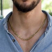 Collar de Hombre Cadena Clásica Eslabones - Plata Bañada en Oro