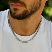 Collar de Hombre Cadena Clásica Eslabones - Plata de Ley