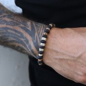 Lava en Jaspis Naam Armband - Sterling Zilver
