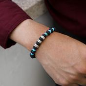 Lava and Turquoise Howlite Name Bracelet - Sterling Silver