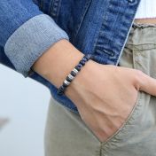 Lava and Lapis Women Name Bracelet [Sterling Silver]