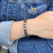 Lava and Lapis Women Name Bracelet [Sterling Silver]
