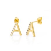 Talisa Initial Earrings with Crystals [18K Gold Plated]