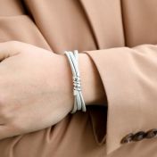 Family Name Bracelet for Women - Gold Plated [Light Grey Suede]