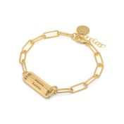 Link Chain Bar Engraved Bracelet [18K Gold Plated]