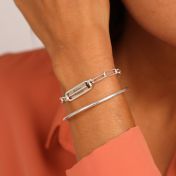 Link Chain Bar Engraved Bracelet [Sterling Silver]