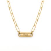 Link Chain Bar Engraved Necklace [18K Gold Plated]