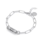Link Chain Hexa Bar Engraved Bracelet [Sterling Silver]
