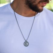 Lion Heart Necklace with Coordinates for Men - Sterling Silver