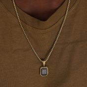 Collar de Onix Negro Lucas para Hombre con Nombres  - Bañado en Oro de 18K