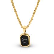 Lucas Black Onyx Men Name Necklace - 18K Gold Plated
