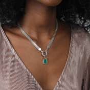 Malachite Сharm with Crystals [Sterling Silver]